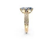 Solitaire Engagement Ring Setting for Fancy Blue Marquise Center with Multi-Row Pave Accents and Basket Head in Yellow Gold