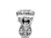 Leaf Engagement Ring Setting for Radiant Cut Center with Milgrain Accent Band and Prong Head in Sterling Silver