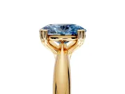 Solitaire Engagement Ring Setting for Fancy Blue Oval Center with Reverse Tapered Band and Prong Head in Yellow Gold