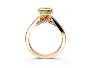 Solitaire Engagement Ring Setting for Fancy Yellow Princess Cut Center with Crossover Accents and Prong Head in Rose Gold