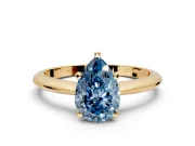 Solitaire Engagement Ring Setting for Fancy Blue Pear-Shaped Center with Knife Ridge Band and Claw Prong Head in Yellow Gold