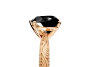 Solitaire Engagement Ring Setting for Fancy Black Heart-Shaped Center with Engraved Milgrain Band and Prong Head in Rose Gold