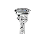 Solitaire Engagement Ring Setting for Emerald Cut Center with Crossover Accents and Prong Head in Platinum