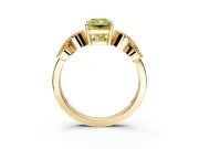 Leaf Engagement Ring Setting for Fancy Yellow Radiant Cut Center with Milgrain Accent Band and Prong Head in Yellow Gold