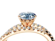 Solitaire Engagement Ring Setting for Fancy Blue Oval Center with Woven 3-Strand Pave Band and Prong Head in Rose Gold