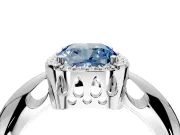 Halo Engagement Ring Setting for Fancy Blue Cushion Cut Center with Tapered Plain Band and Prong Head in Platinum