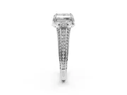Solitaire Engagement Ring Setting for Princess Cut Center with Accented Split Shank and Prong Head in Platinum