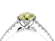 Solitaire Engagement Ring Setting for Fancy Yellow Pear-Shaped Center with Pave Split Shank and Prong Head in White Gold