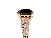 Solitaire Engagement Ring Setting for Fancy Black Cushion Cut Center with Twisted Pave Split Shank and Prong Head in Rose Gold