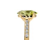 Solitaire Engagement Ring Setting for Fancy Yellow Oval Center with Channel Accents and Prong Head in Yellow Gold