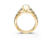 Solitaire Engagement Ring Setting for Fancy Yellow Radiant Cut Center with Graduated Shared Prongs and Prong Head in Yellow Gold
