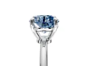 Minimalist Solitaire Engagement Ring Setting for Fancy Blue Round Cut Center with Thin Band and Prong Head in Platinum