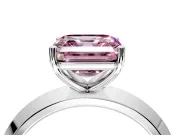 Solitaire Engagement Ring Setting for Fancy Pink Asscher Cut Center with Wide Knife Ridge Band and Prong Head in White Gold