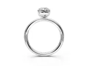 Low-Set Solitaire Engagement Ring Setting for Radiant Cut Center with Thin Plain Band and Prong Head in Platinum