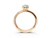 Solitaire Engagement Ring Setting for Pear-Shaped Center with Scrollwork Band and Prong Head in Rose Gold