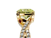 Solitaire Engagement Ring Setting for Fancy Yellow Radiant Cut Center with Narrow Twist Pave Band and Prong Head in Yellow Gold