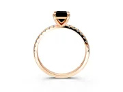 Solitaire Engagement Ring Setting for Fancy Black Emerald Cut Center with Fine Pave Narrow Band and Prong Head in Rose Gold