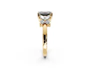 Floral Engagement Ring Setting for Emerald Cut Center with Marquise Cluster Shoulders and Prong Head in Yellow Gold