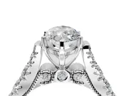 Solitaire Engagement Ring Setting for Marquise Center with Pave Cathedral Shoulders and Prong Head in White Gold