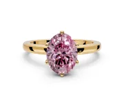 Solitaire Engagement Ring Setting for Fancy Pink Oval Center with Plain Band and Tulip Prong Head in Yellow Gold