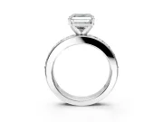 Solitaire Engagement Ring Setting for Asscher Cut Center with Channel-Set Accents and Prong Head in Platinum