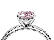 Solitaire Engagement Ring Setting for Fancy Pink Oval Center with Scrollwork Band and Prong Head in Platinum