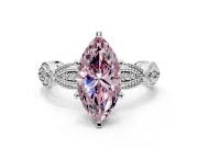 Solitaire Engagement Ring Setting for Fancy Pink Marquise Center with Marquise Panel Band and Prong Head in Platinum