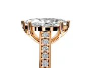 Solitaire Engagement Ring Setting for Marquise Center with Pave Cathedral Band and Prong Head in Rose Gold