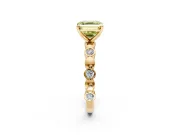 Solitaire Engagement Ring Setting for Fancy Yellow Asscher Cut Center with Beaded Bezel Station Band and Prong Head in Yellow Gold