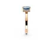 Hidden Halo Engagement Ring Setting for Fancy Blue Princess Cut Center with Wide Flat Plain Band and Prong Head in Rose Gold