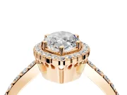 Halo Engagement Ring Setting for Marquise Center with Inner Milgrain Border and Prong Head in Rose Gold