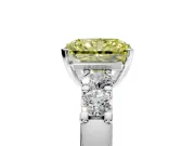 5 Stone Engagement Ring Setting for Fancy Yellow Radiant Cut Center with Plain Band and Prong Head in Platinum