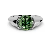 Tension Engagement Ring Setting for Fancy Green Round Cut Center with Wide Tapered Band and Tension Head in Platinum
