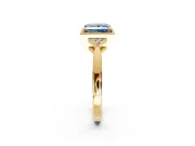 Cluster Engagement Ring Setting for Fancy Blue Princess Cut Center with Milgrain Shoulder Clusters and Prong Head in Yellow Gold