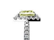 Pave Halo Engagement Ring Setting for Fancy Yellow Princess Cut Center with Single Row Pave Band and Prong Head in Sterling Silver