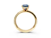 Solitaire Engagement Ring Setting for Fancy Blue Radiant Cut Center with Scrollwork Band and Prong Head in Yellow Gold