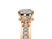 Solitaire Engagement Ring Setting for Cushion Cut Center with Raised Channel Band and Prong Head in Rose Gold