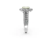 Large Accent Halo Engagement Ring Setting for Fancy Yellow Emerald Cut Center with Pave Split Shank and Prong Head in Sterling Silver