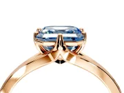Solitaire Engagement Ring Setting for Fancy Blue Asscher Cut Center with Plain Split Shank and Prong Head in Rose Gold