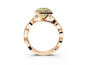 Halo Engagement Ring Setting for Fancy Yellow Princess Cut Center with Pave and Plain Twist Band and Prong Head in Rose Gold