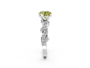 Solitaire Engagement Ring Setting for Fancy Yellow Round Cut Center with Bar-Station Pave Twist and Prong Head in White Gold
