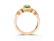 Leaf Engagement Ring Setting for Fancy Yellow Radiant Cut Center with Milgrain Accent Band and Prong Head in Rose Gold