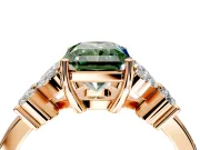 Floral Engagement Ring Setting for Fancy Green Radiant Cut Center with Marquise Cluster Shoulders and Prong Head in Rose Gold
