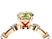 Solitaire Engagement Ring Setting for Fancy Yellow Oval Center with Bezel Station Band and Prong Head in Rose Gold