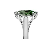 Solitaire Engagement Ring Setting for Fancy Green Oval Center with Cathedral Band and Prong Head in Sterling Silver