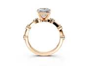 Solitaire Engagement Ring Setting for Princess Cut Center with Bezel Station Band and Prong Head in Rose Gold