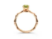 Solitaire Engagement Ring Setting for Fancy Yellow Emerald Cut Center with Bamboo Band and Prong Head in Rose Gold