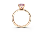 Solitaire Engagement Ring Setting for Fancy Pink Cushion Cut Center with Shared-Prong Accents and Prong Head in Rose Gold