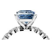 Solitaire Engagement Ring Setting for Fancy Blue Princess Cut Center with Alternating Size Accents and Prong Head in White Gold