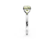 Solitaire Engagement Ring Setting for Fancy Yellow Princess Cut Center with Fine Wire Band and Prong Head in Platinum